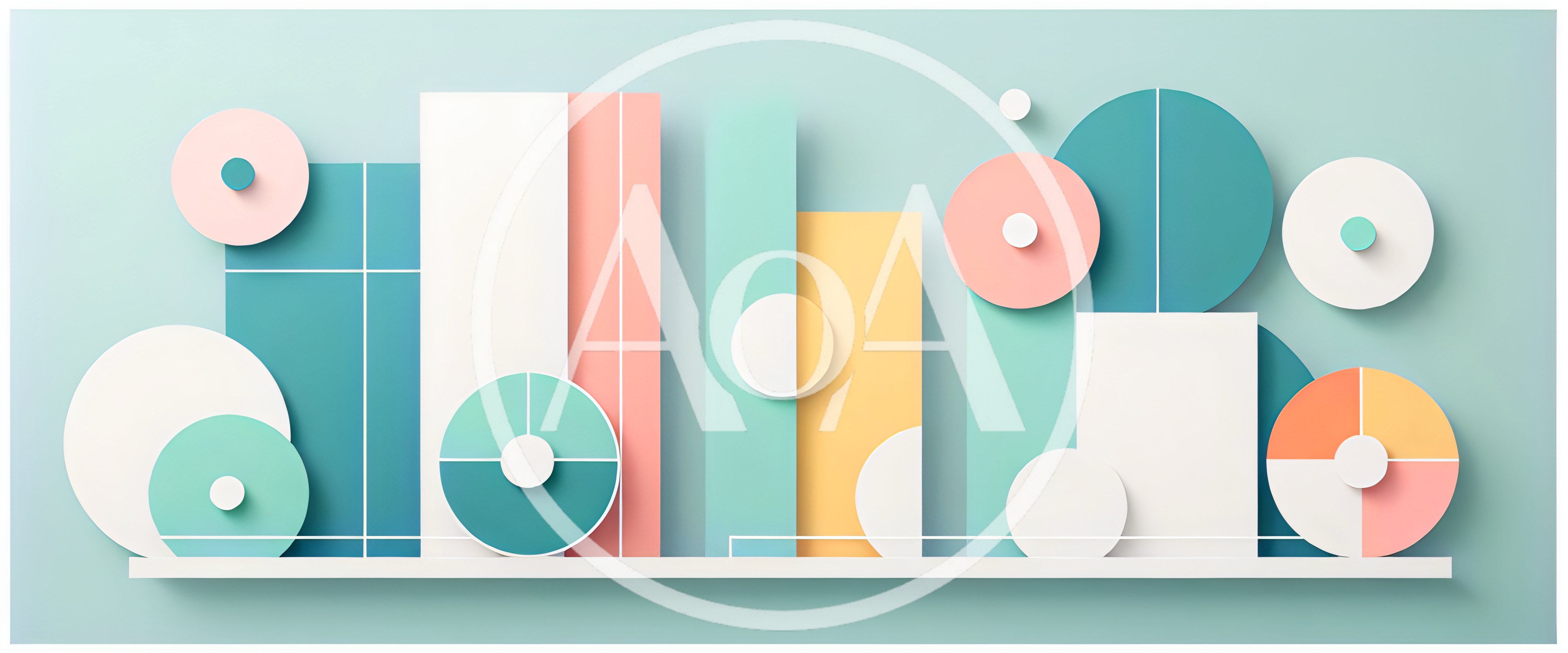 Abstract Geometric Composition With Pastel Shapes And Circles