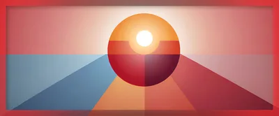 Abstract Geometric Sunset Landscape Digital Illustration