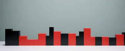 Abstract 3D Bar Graph With Red And Black Blocks