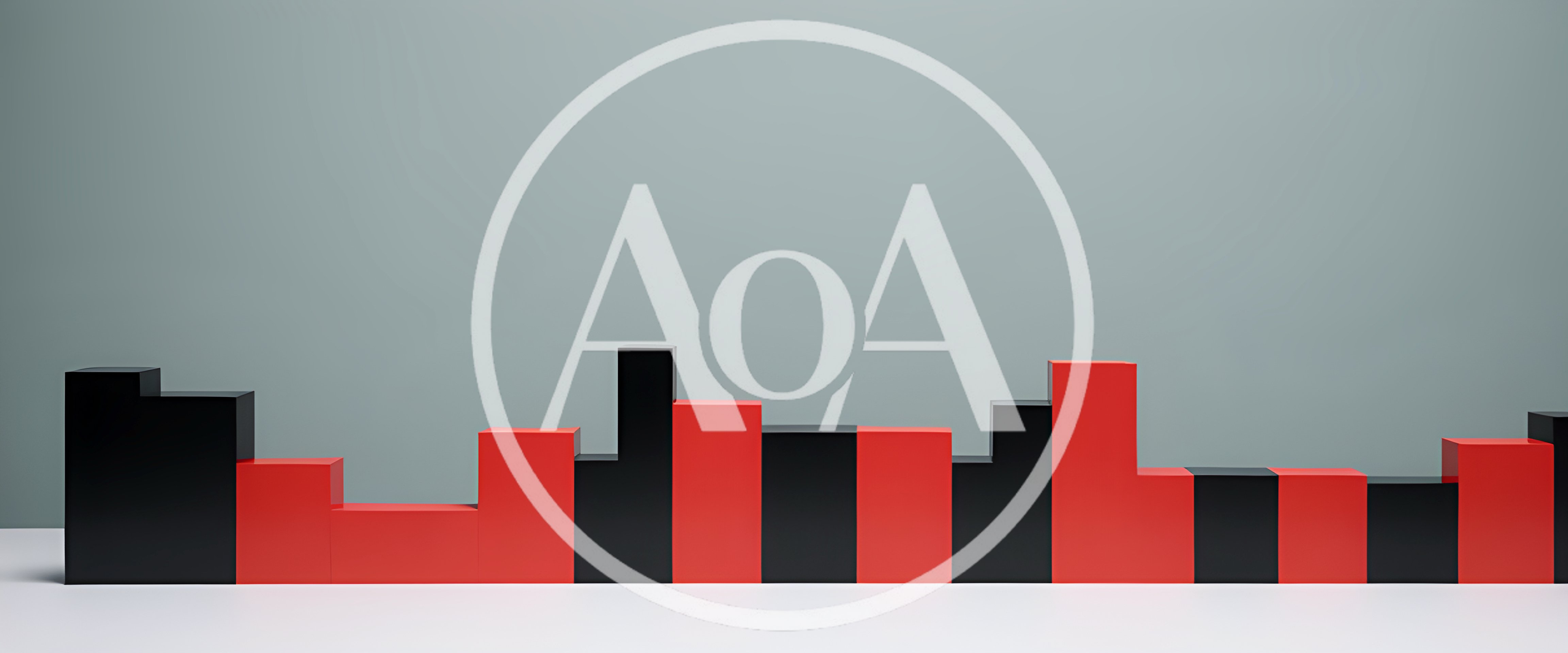 Abstract 3D Bar Graph With Red And Black Blocks