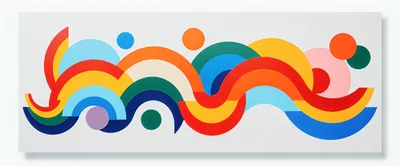 Abstract Geometric Painting With Colorful Arcs And Circles