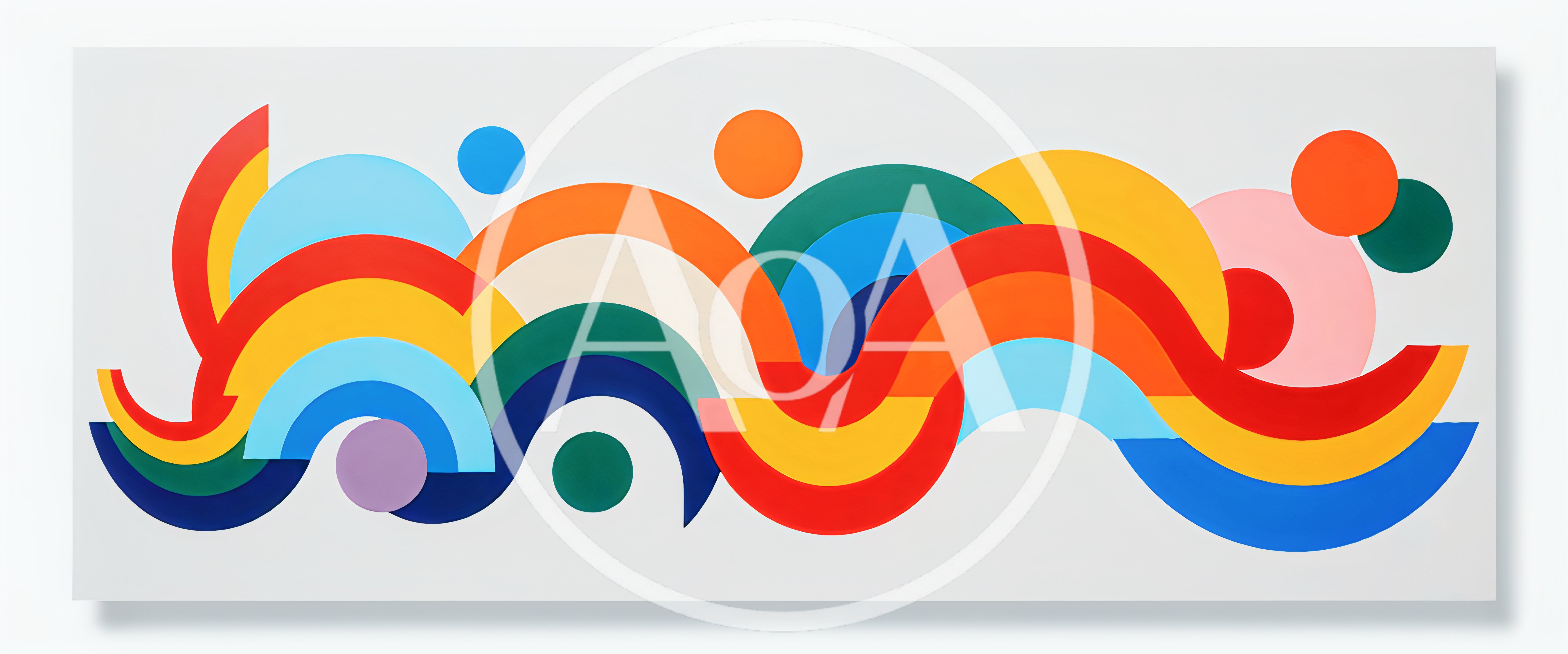 Abstract Geometric Painting With Colorful Arcs And Circles
