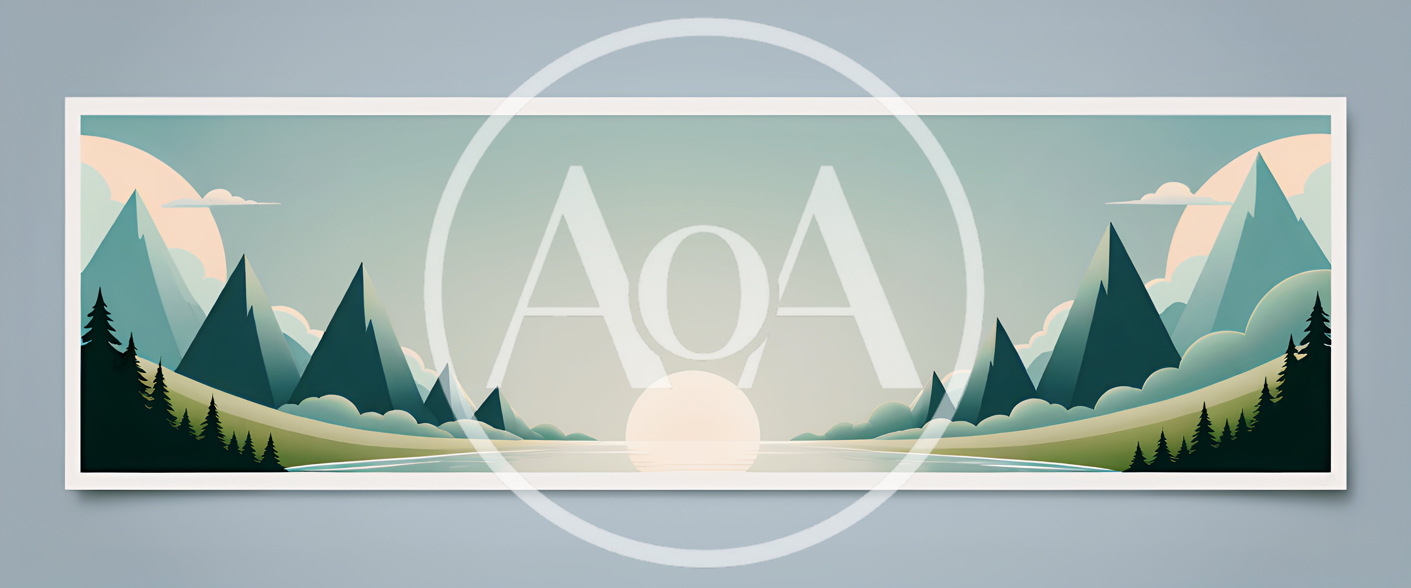 Minimalist Vector Landscape With Mountains And Sunset
