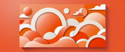 Abstract Paper Cutout Landscape With Sun And Clouds