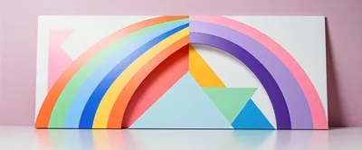 Abstract Rainbow Geometric Wall Art Installation