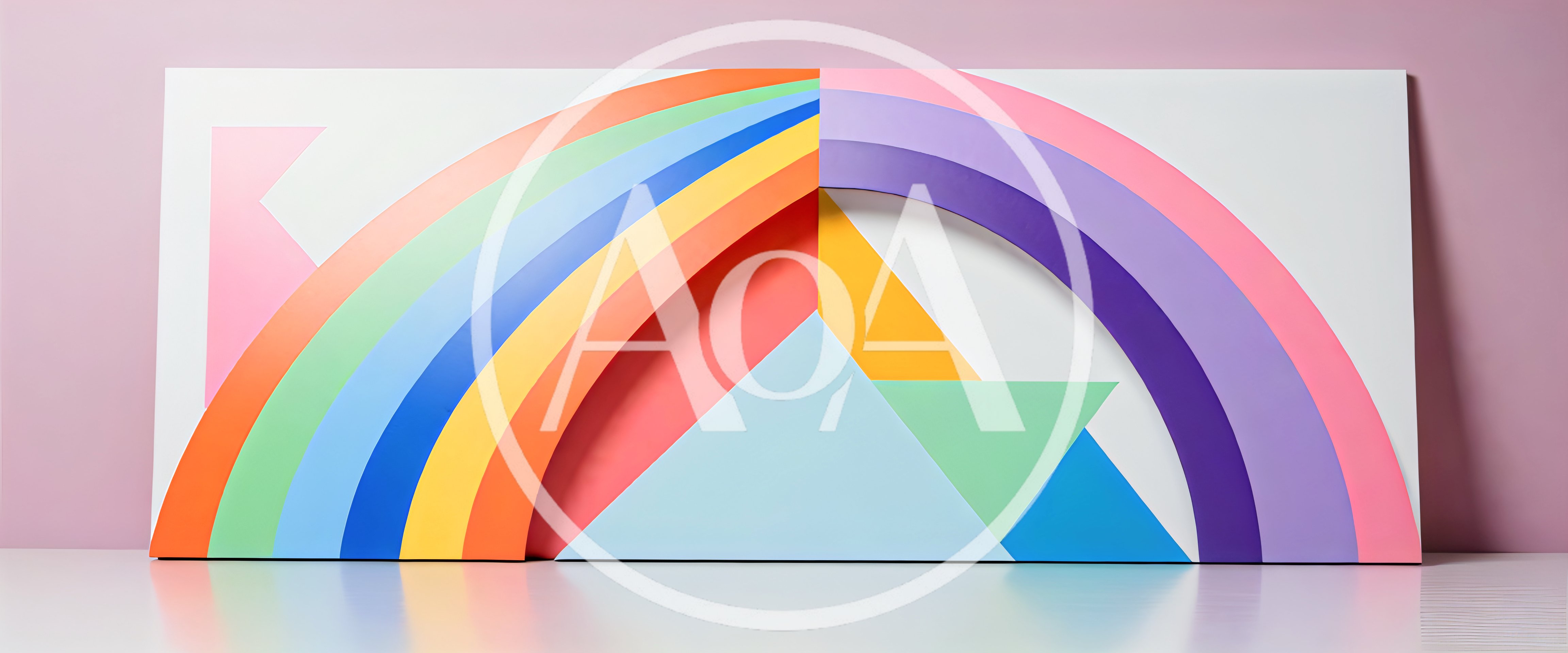 Abstract Rainbow Geometric Wall Art Installation