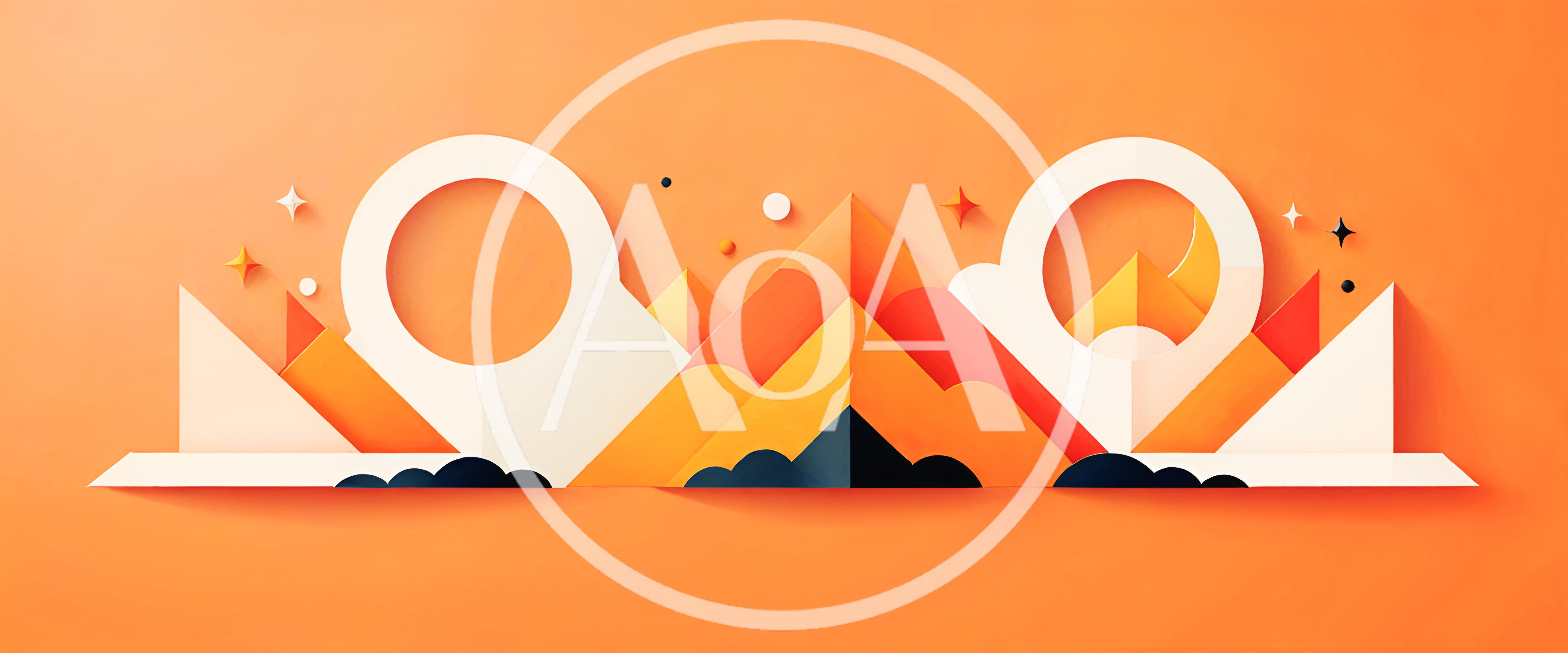 Abstract Geometric Mountain Landscape Paper Cut Illustration