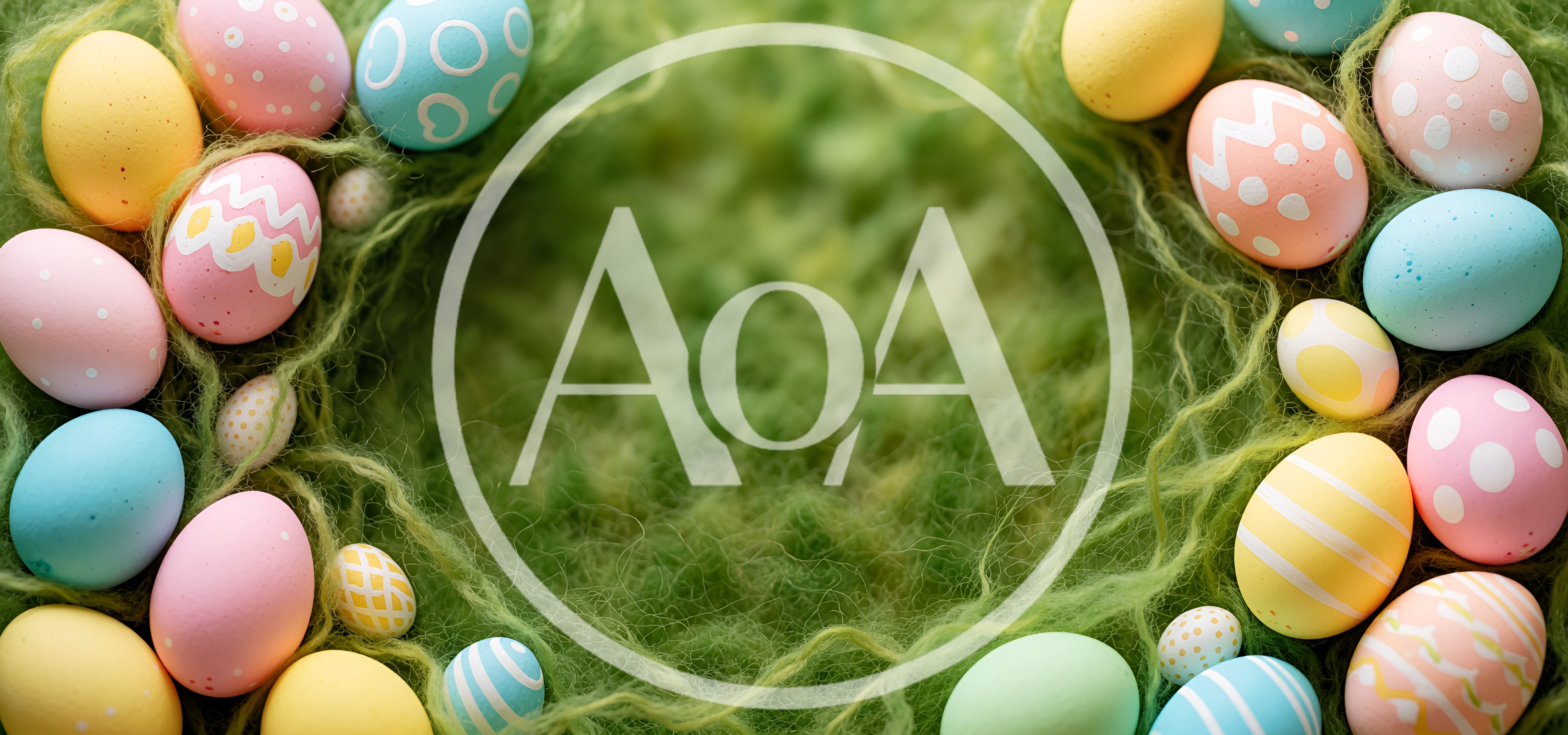 Easter Eggs Arranged In A Circle On Green Grass