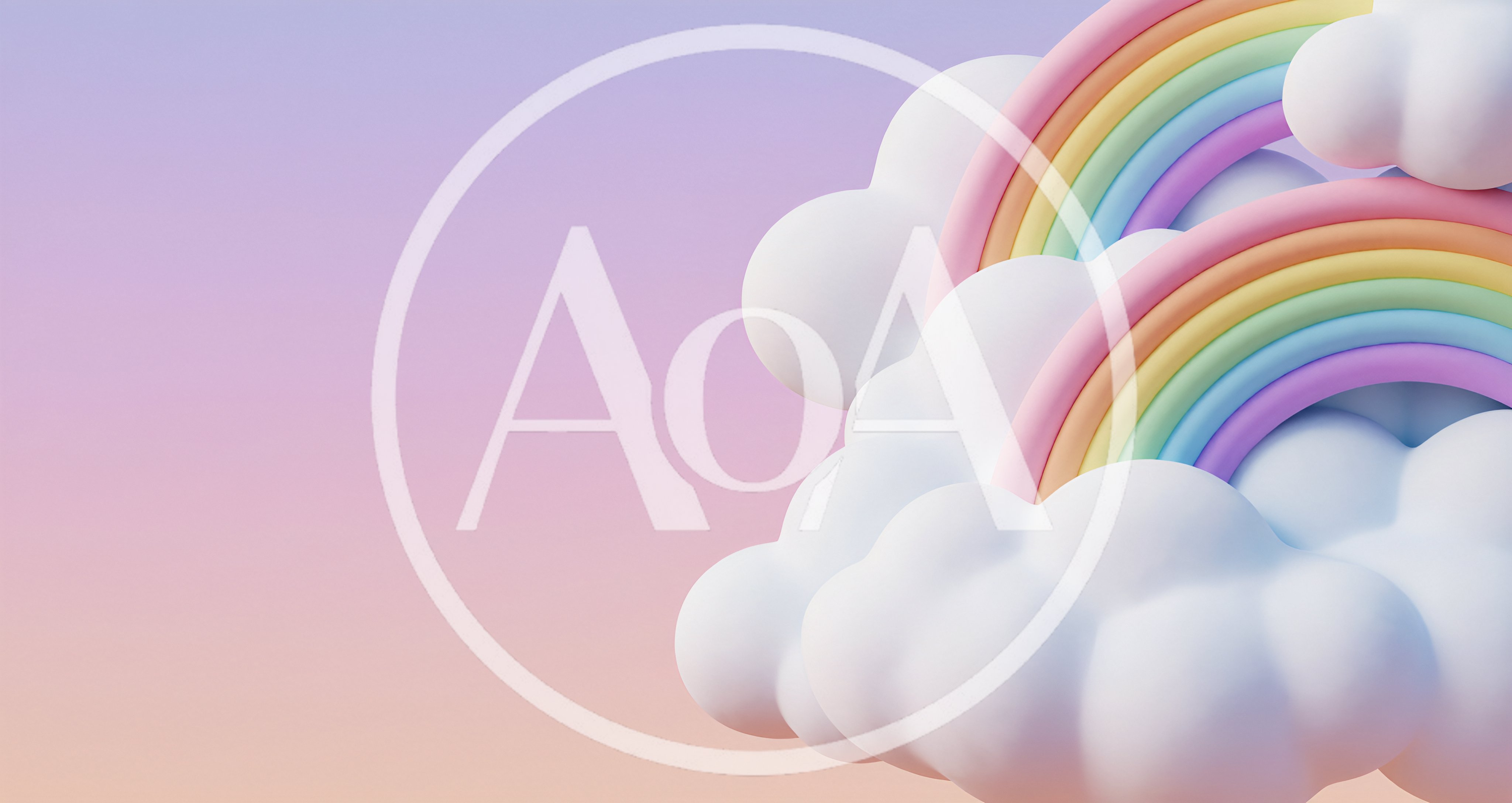 3D Rendered Pastel Rainbow With Fluffy Clouds