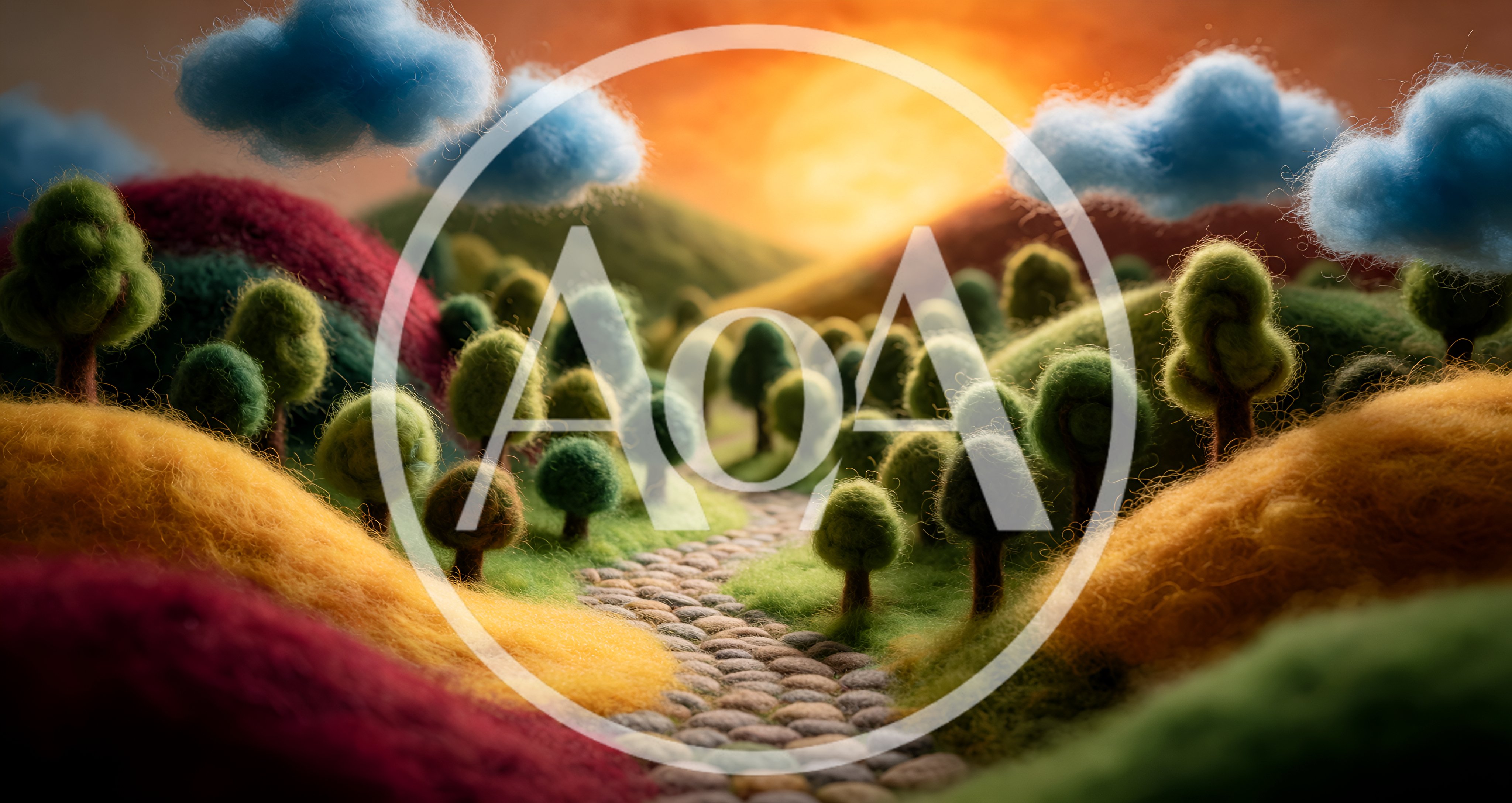 Whimsical Felted Landscape With Winding Stone Path