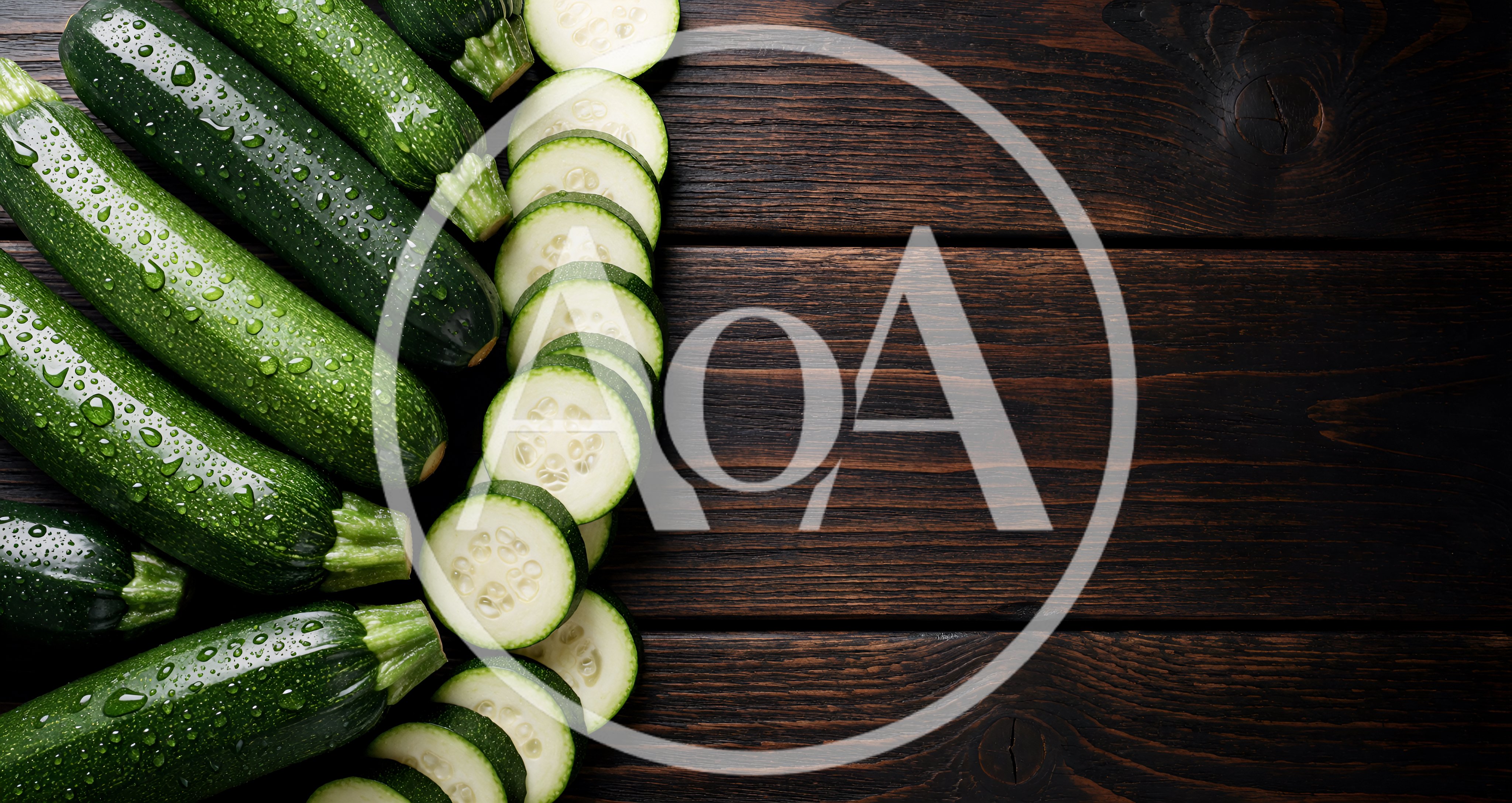 Fresh Green Zucchini Vegetables on Dark Wooden Table