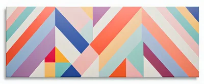 Abstract Geometric Painting With Diagonal Colorful Stripes