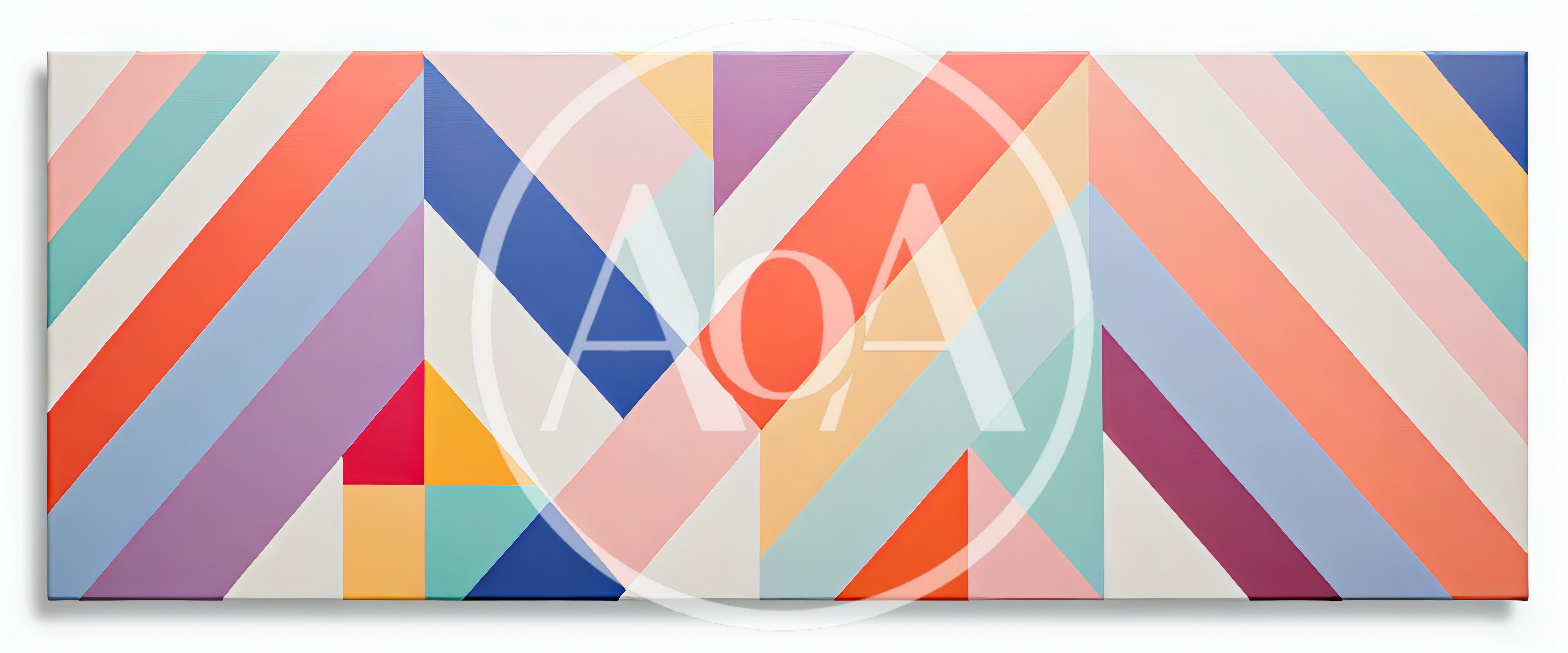 Abstract Geometric Painting With Diagonal Colorful Stripes