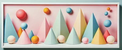 Abstract Geometric Shapes Composition in Pastel Colors