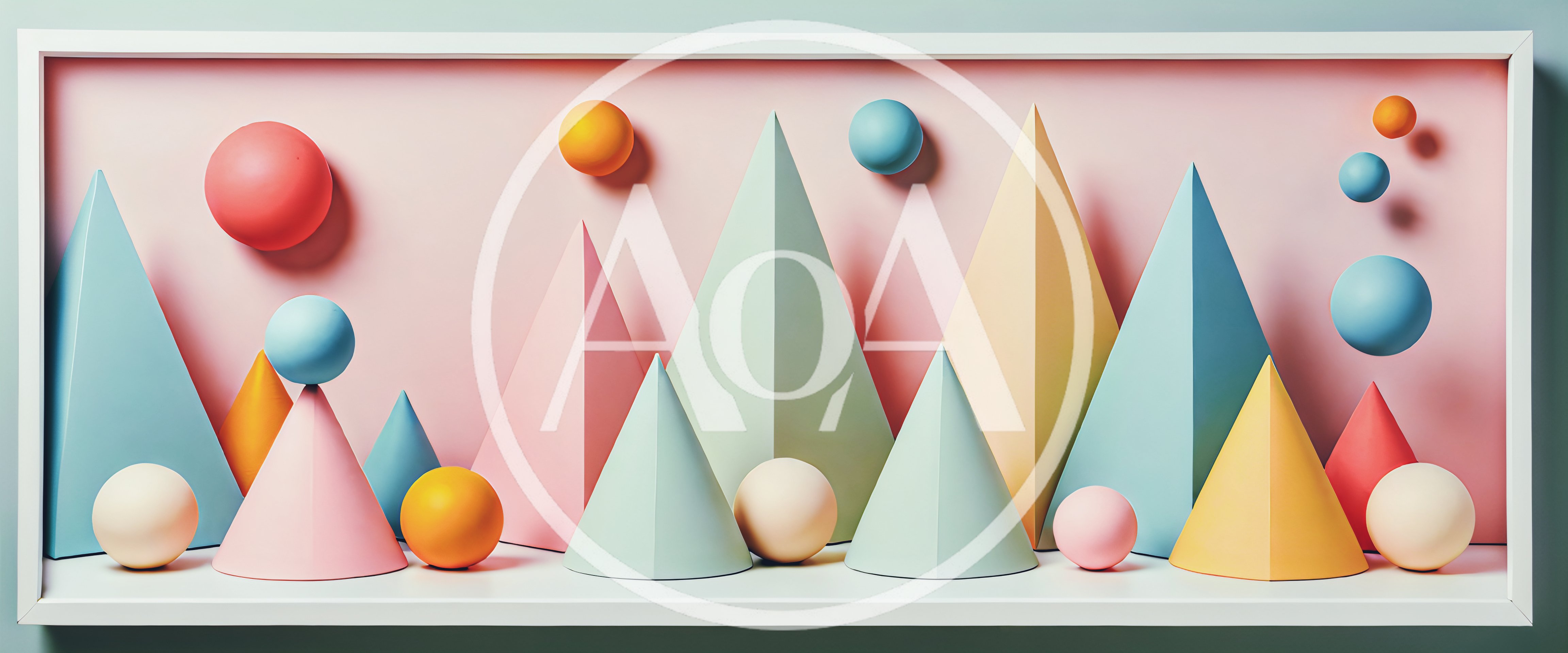 Abstract Geometric Shapes Composition in Pastel Colors