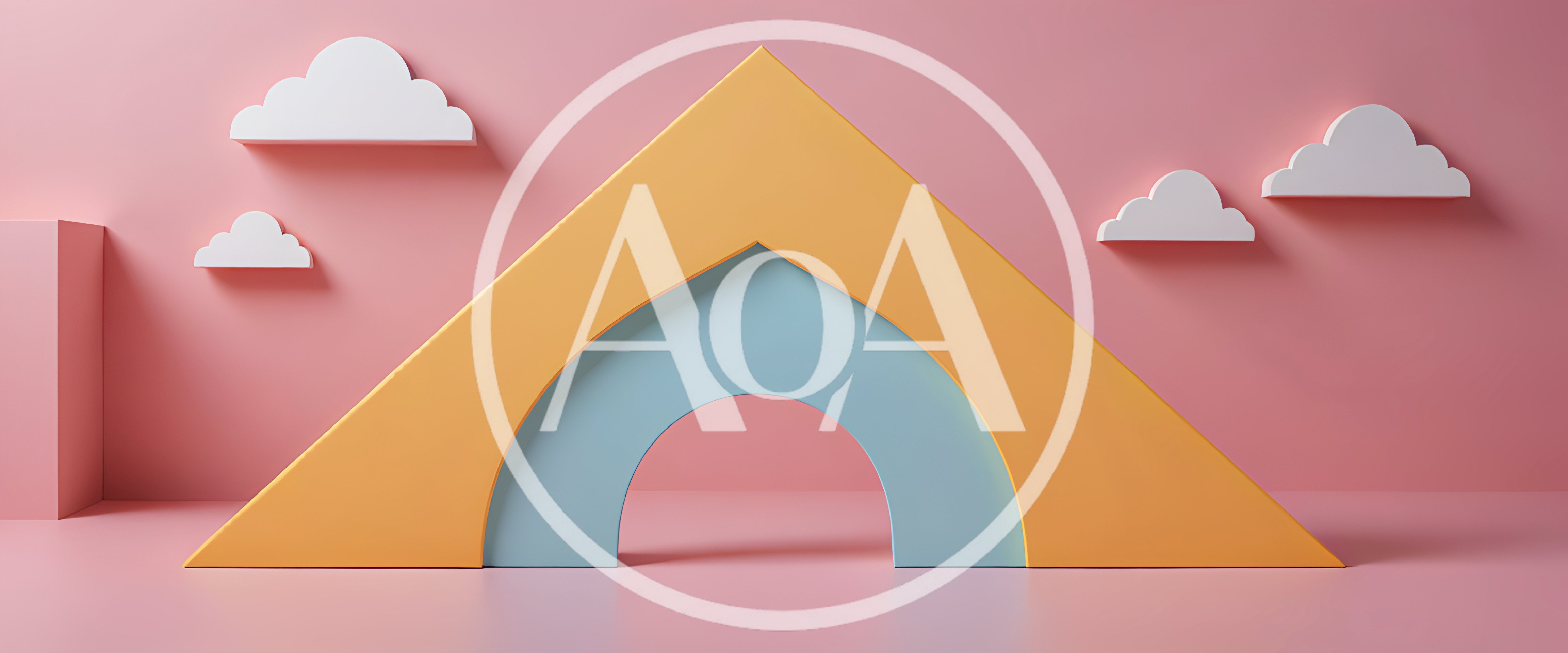 Minimalist 3D Rendered Geometric Shapes With Clouds