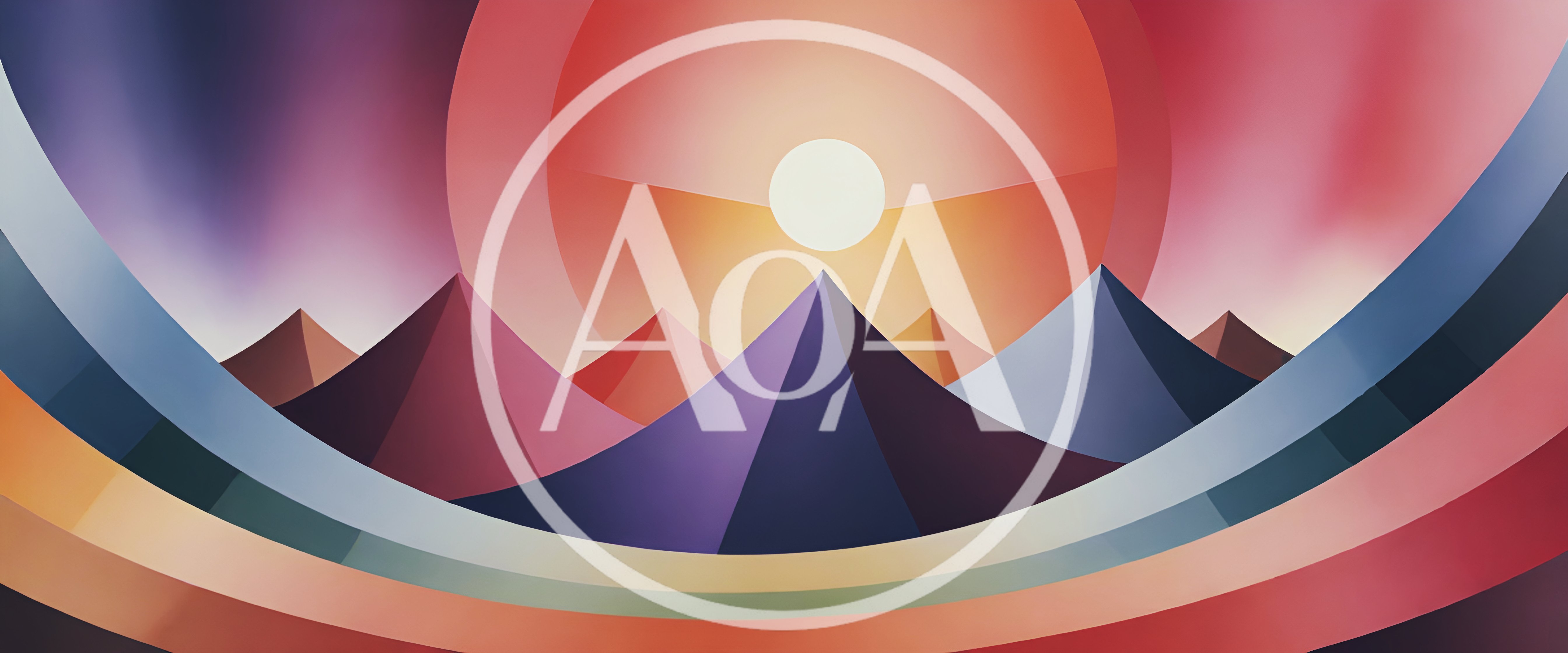 Abstract Geometric Mountain Landscape With Sun