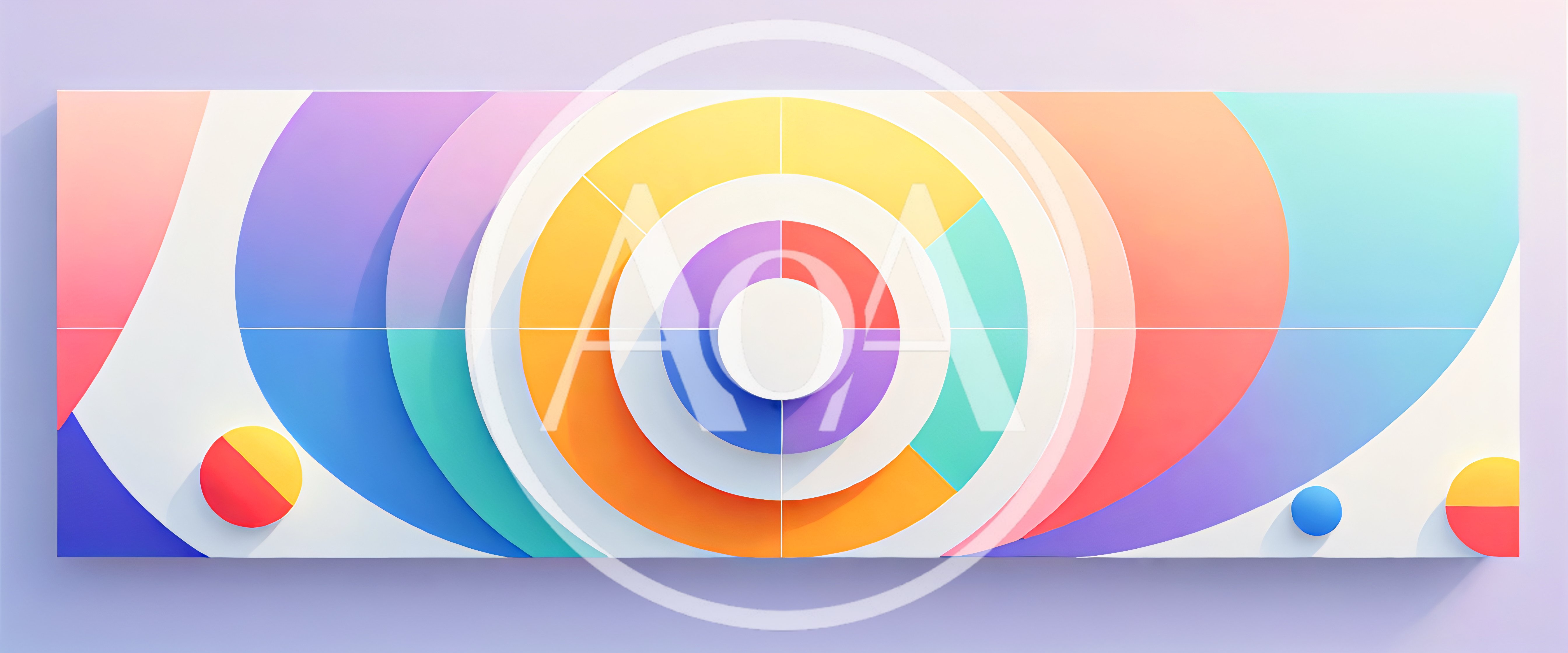 Abstract Geometric Concentric Circles and Colorful Arcs