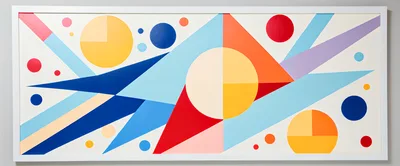 Abstract Geometric Painting With Vibrant Shapes And Colors