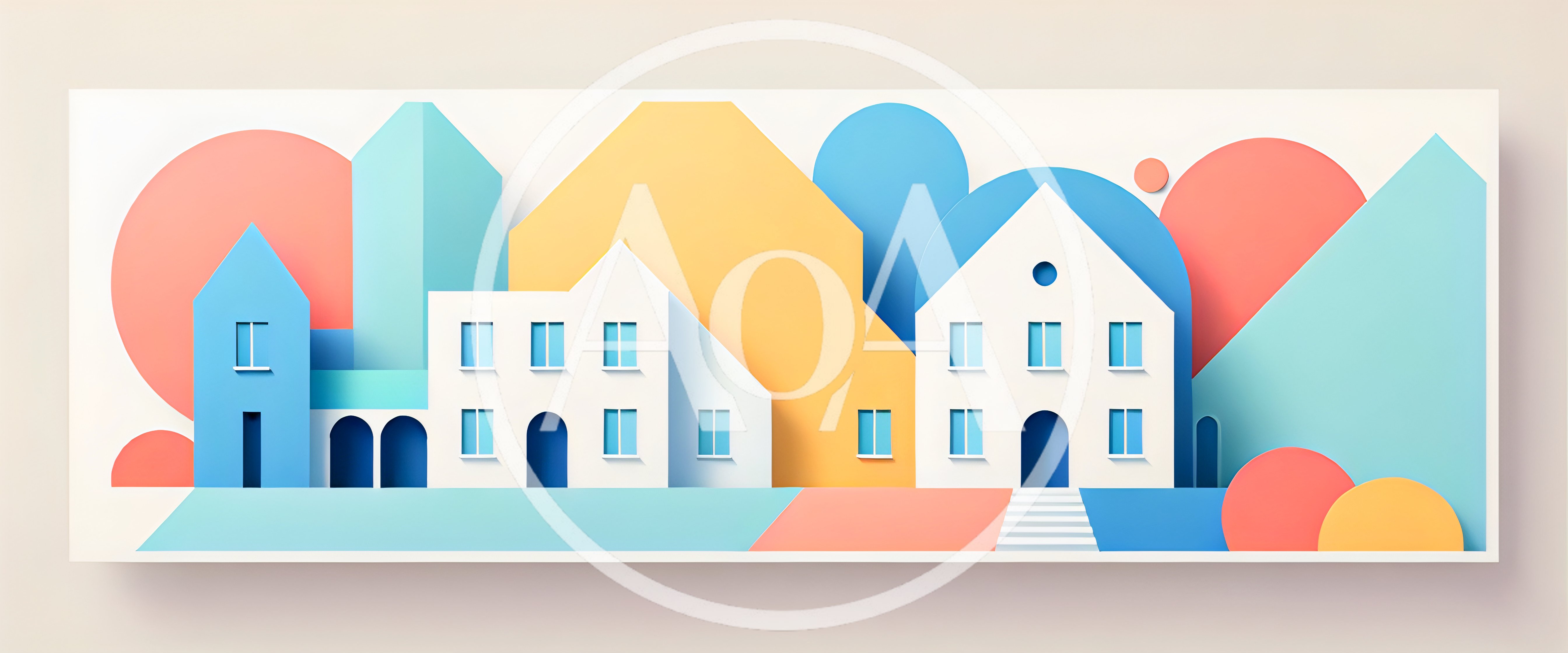 Minimalist Paper Cutout Style Cityscape Illustration