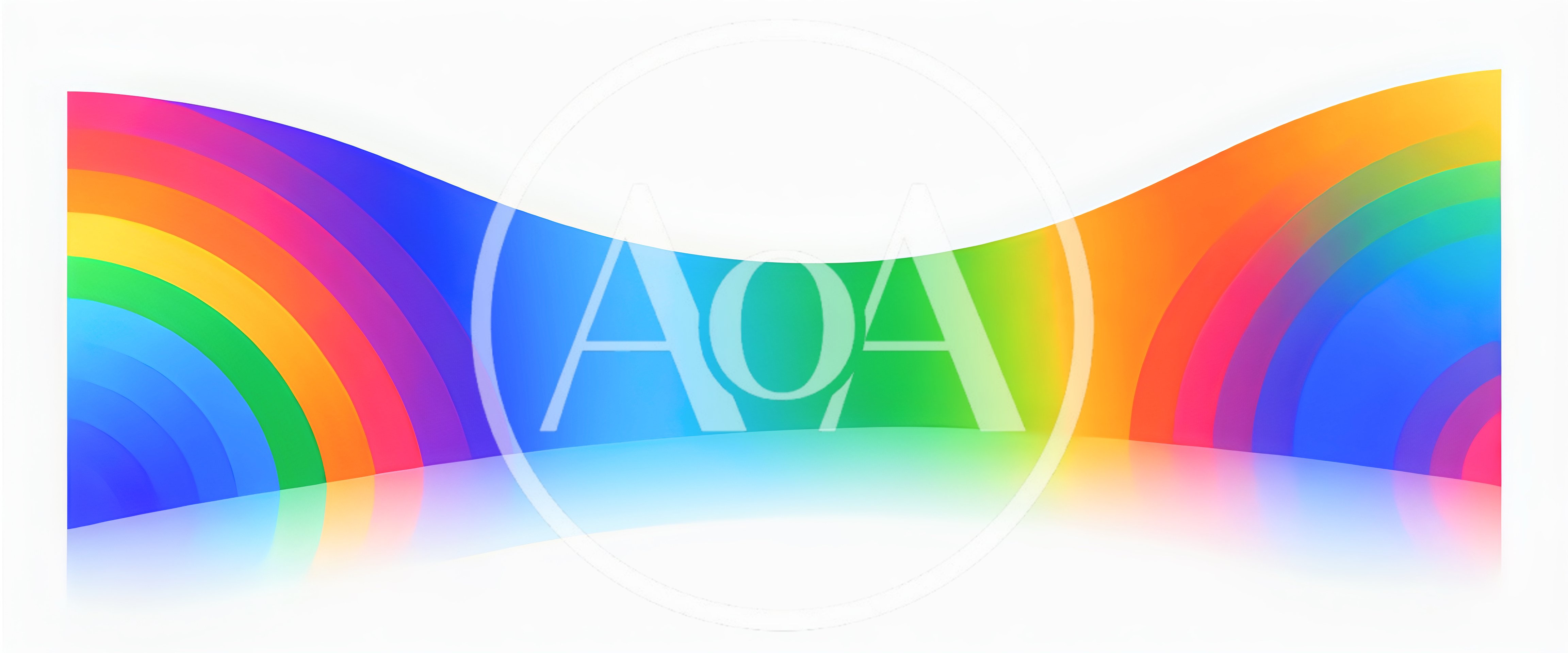 Abstract Rainbow Curved Wall With Reflective Floor