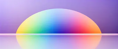 Abstract Rainbow Gradient Hemisphere On Reflective Surface