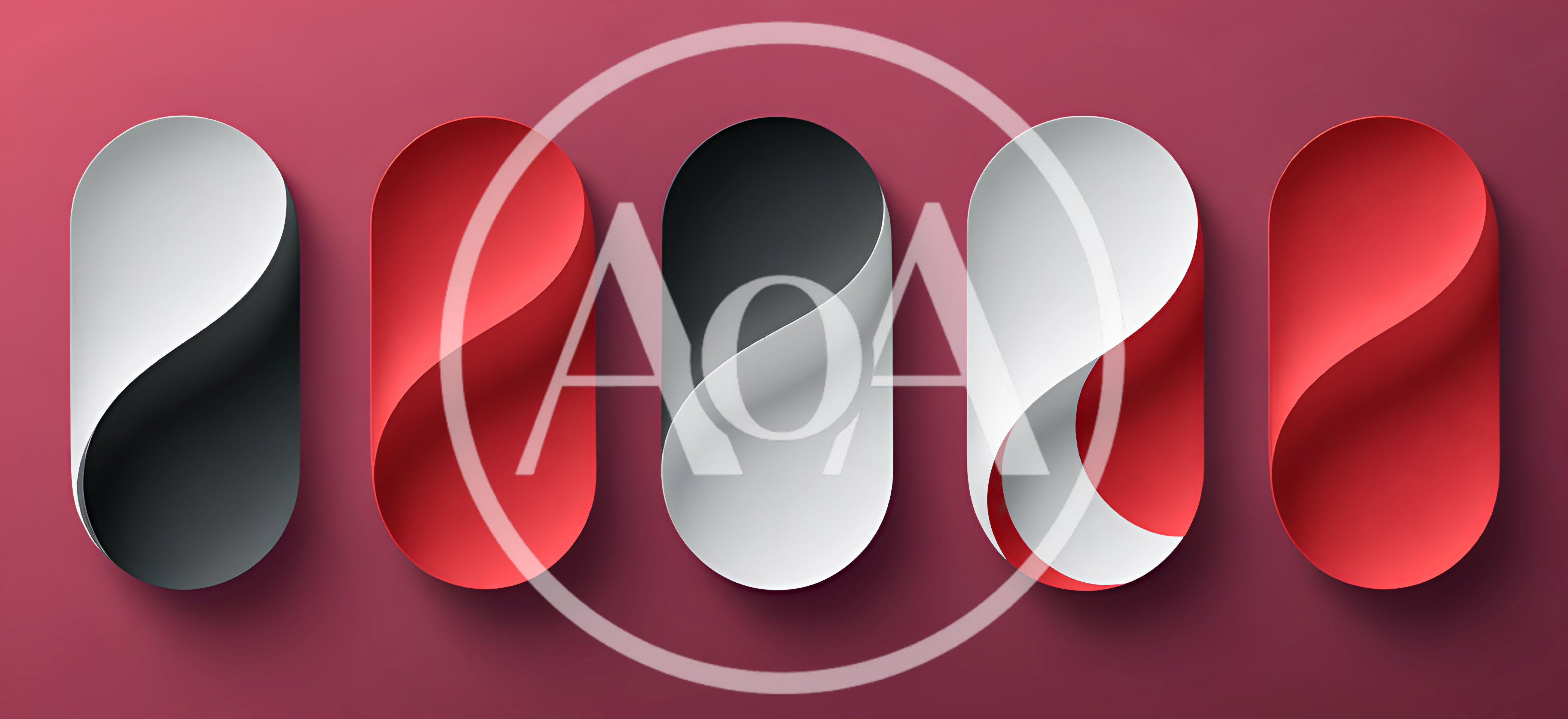 Abstract 3D Paper Fold Shapes In Red And White