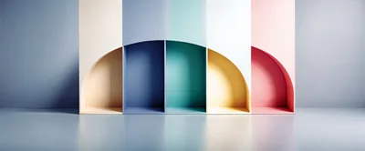 Minimalist Colorful Arched Display Shelves Studio Background