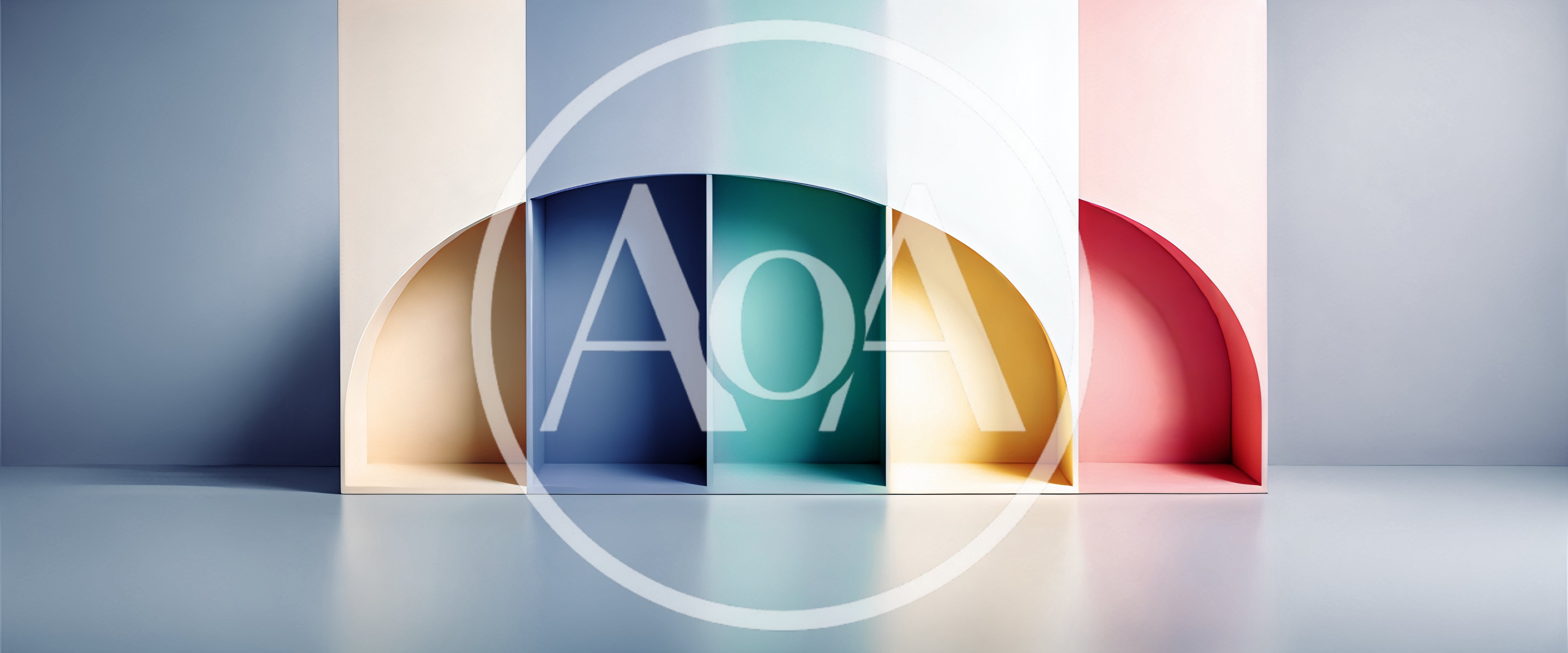 Minimalist Colorful Arched Display Shelves Studio Background