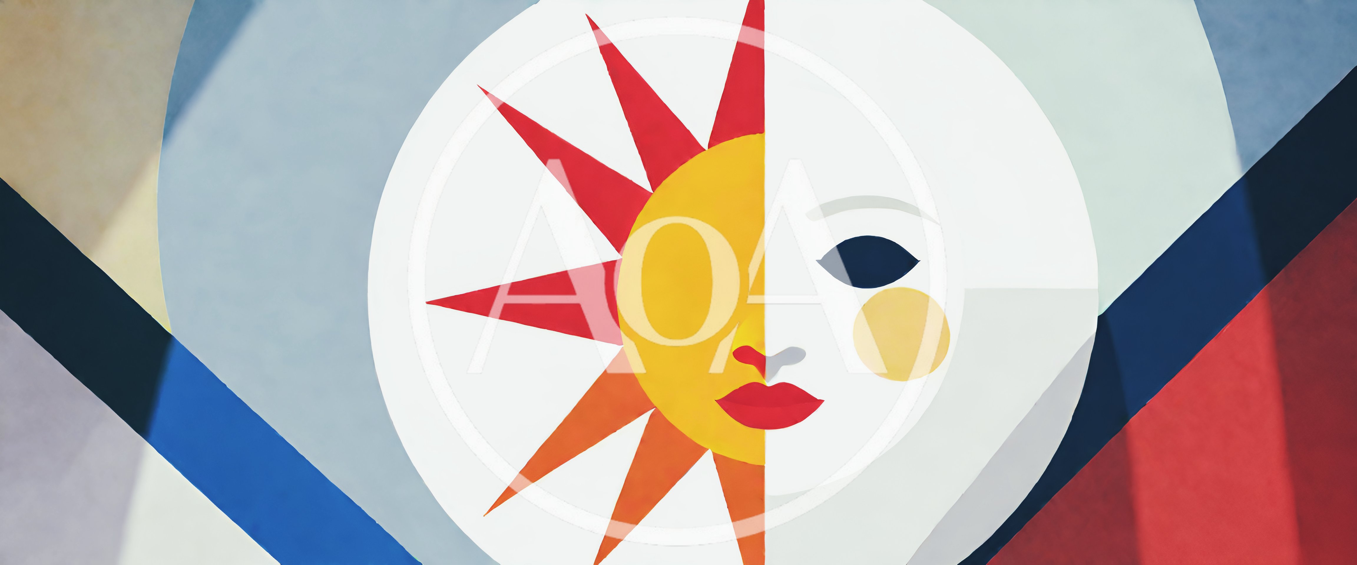 Abstract Sun And Moon Face Mural