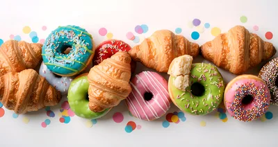 Assorted Pastries and Donuts with Colorful Confetti
