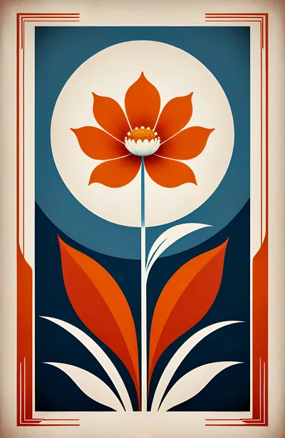 Minimalist Art Deco Floral Illustration