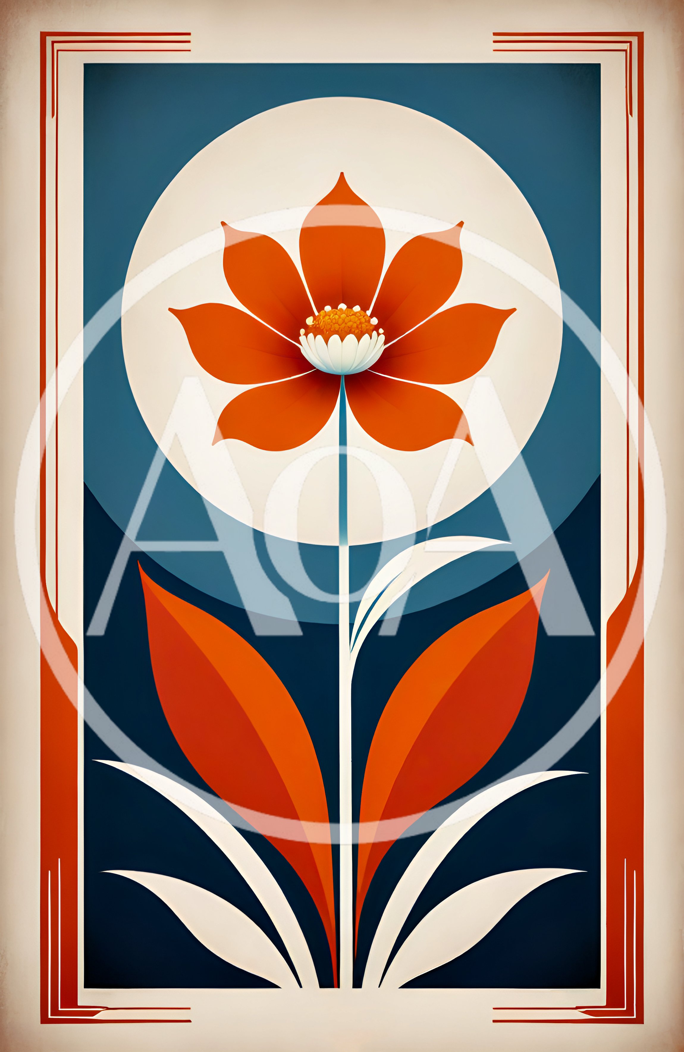 Minimalist Art Deco Floral Illustration