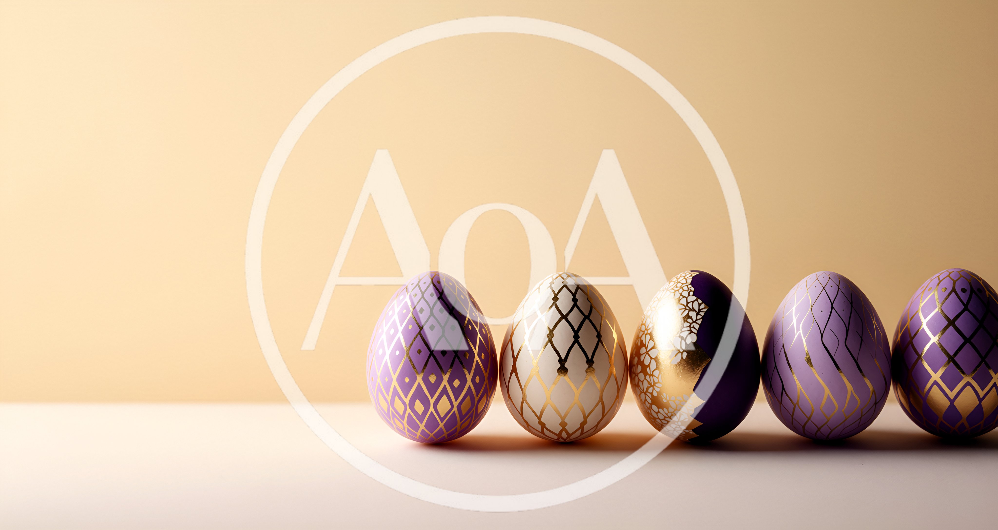 Five Decorative Easter Eggs Arranged In A Row