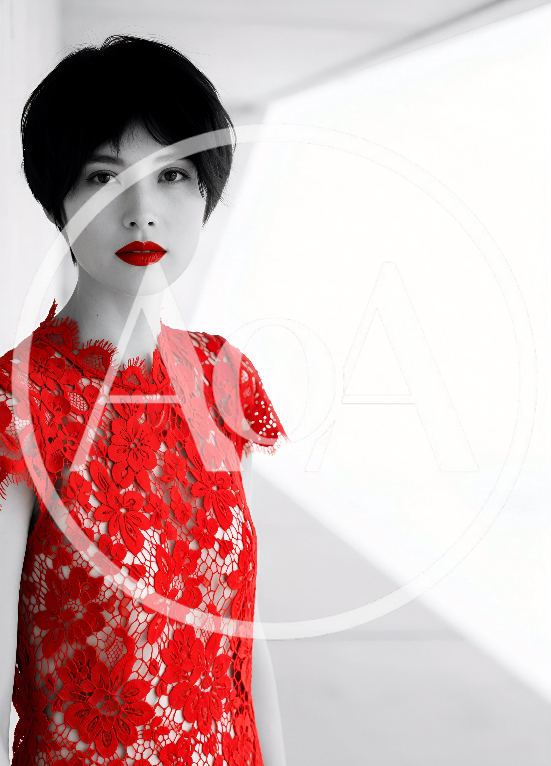 Portrait Of A Woman In A Red Lace Dress