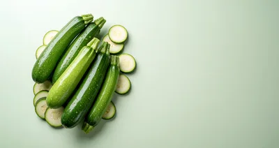 Fresh Green Zucchini Squash on Light Background