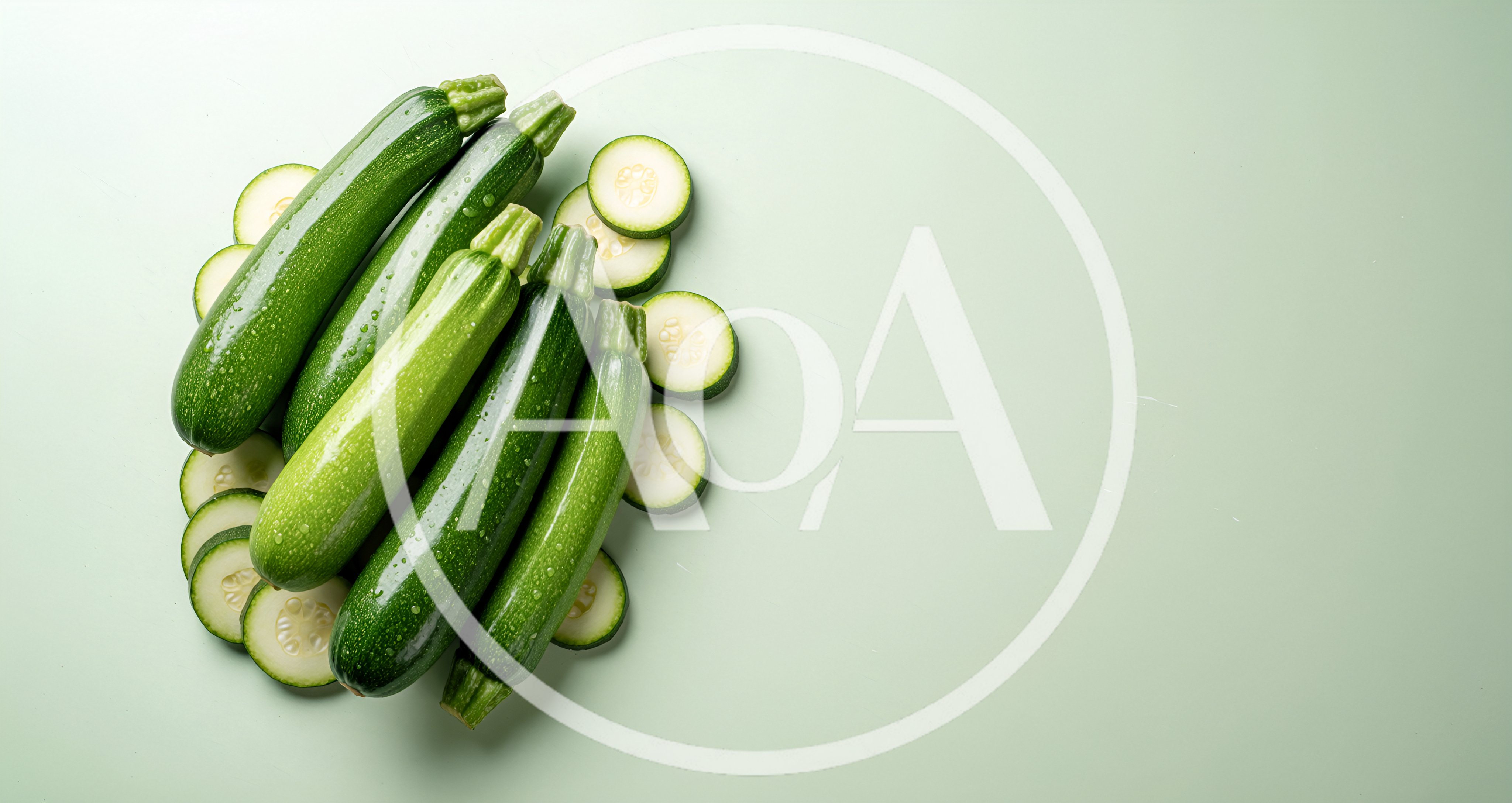 Fresh Green Zucchini Squash on Light Background