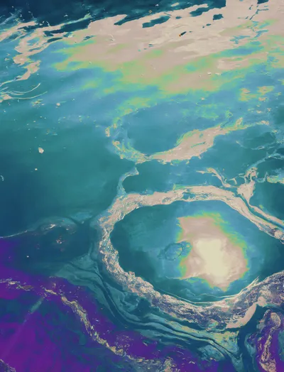 Oil Slick Patterns On Water Surface