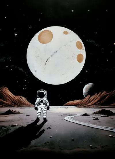 Astronaut Standing On A Desolate Alien Planet Surface