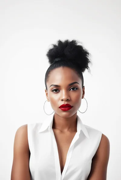 Portrait Of A Confident Young Woman With Red Lips
