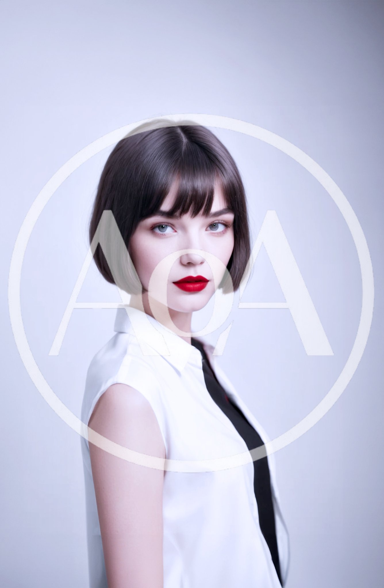 Portrait Of A Young Woman With Bob Haircut