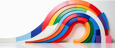 Abstract Rainbow Curved Sculpture On White Background