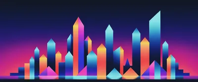 Abstract Neon City Skyline Vector Illustration