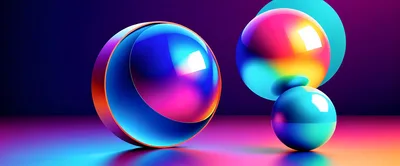 Abstract 3D Spheres With Vibrant Neon Gradient Lighting