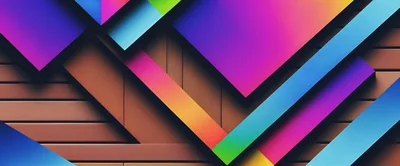 Abstract Geometric Shapes Overlaid On Wooden Planks