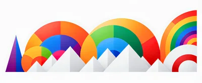 Abstract Geometric Mountain Landscape With Colorful Circular Arcs