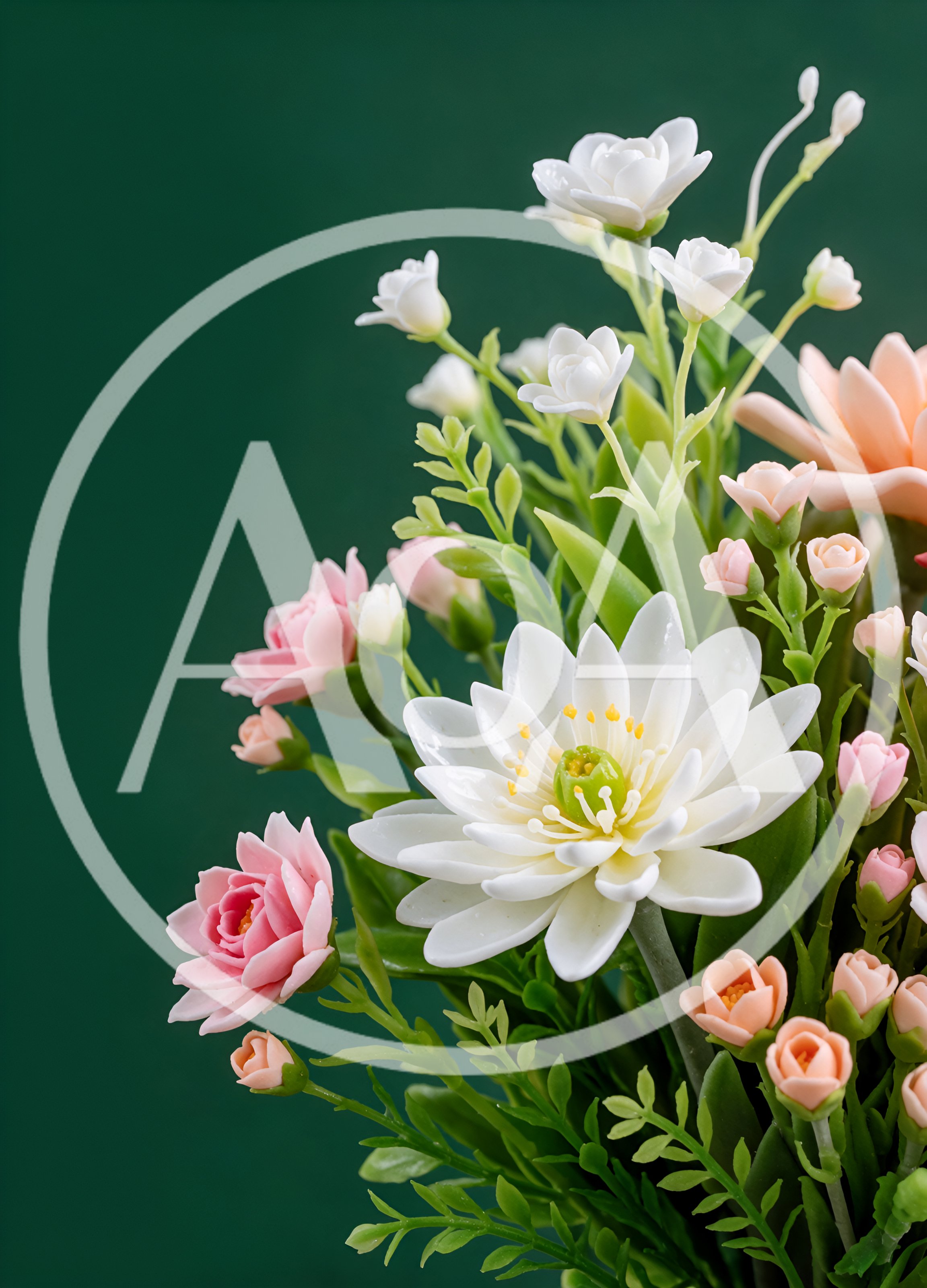 Artificial Flower Bouquet With White And Pink Blooms