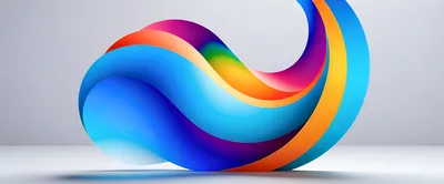 Abstract 3D Colorful Fluid Wave Sculpture
