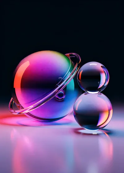 Abstract Glass Spheres With Rainbow Refractions