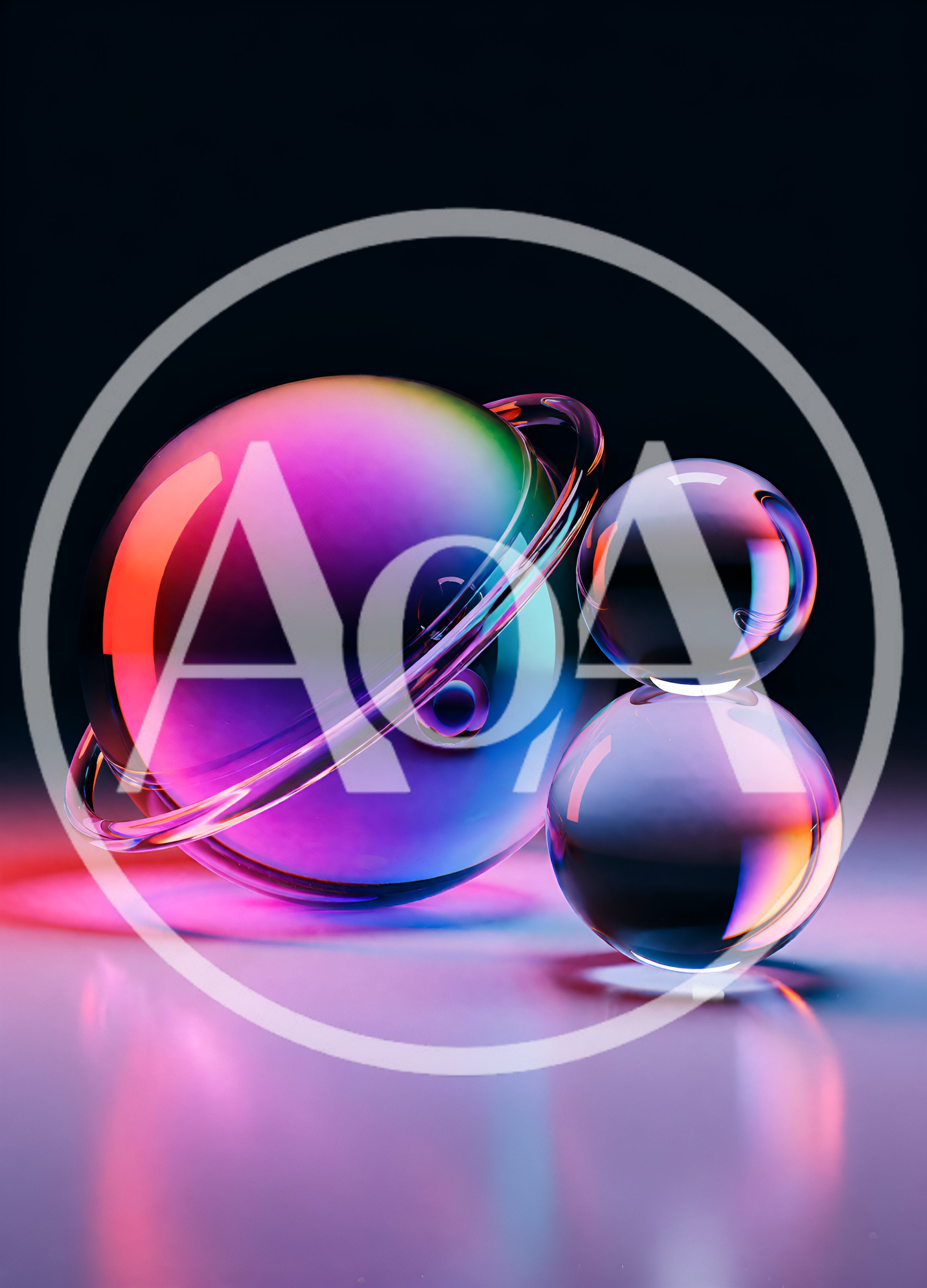 Abstract Glass Spheres With Rainbow Refractions